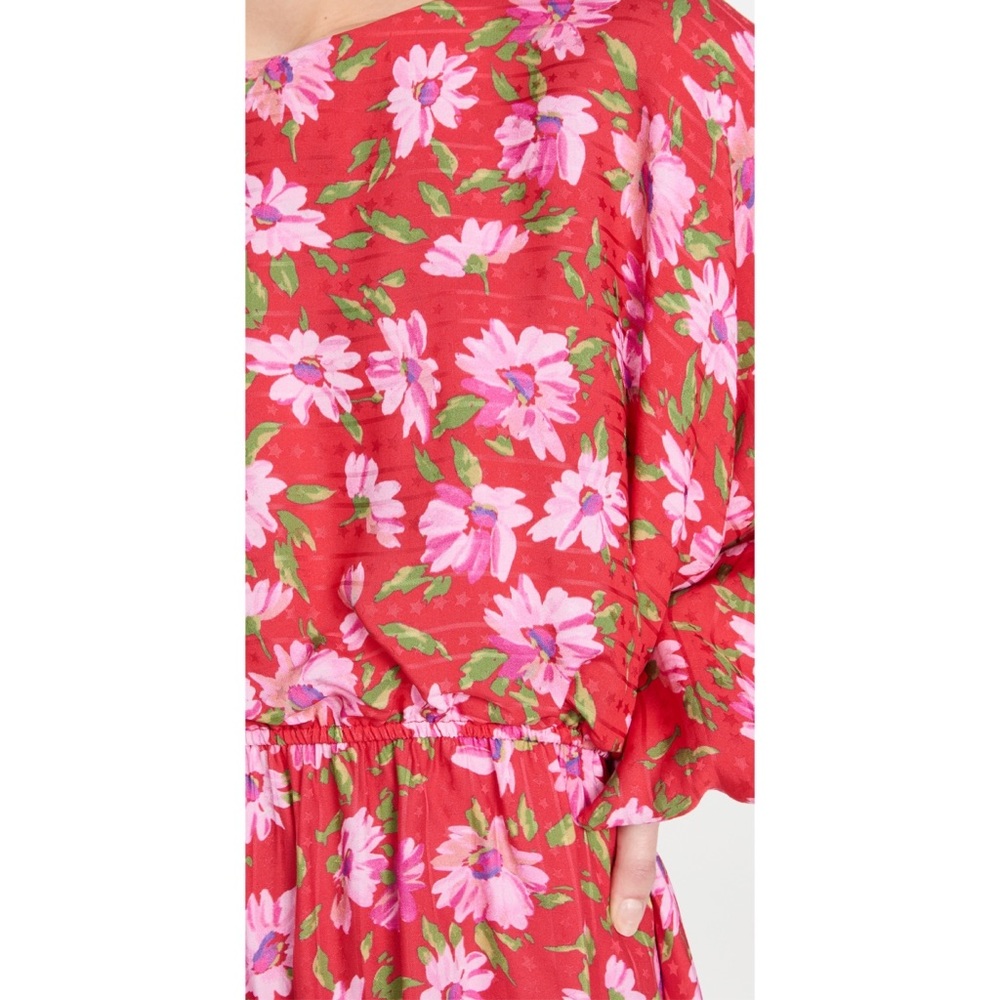 LoveShackFancy Red Hand Painted Floral Mini Dress NWT Large - Picture 11 of 16